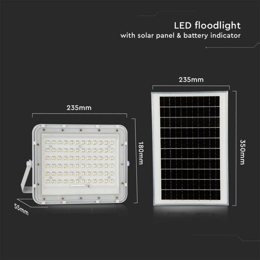 Dimmbarer LED-Outdoor-Solarstrahler LED/15W/3,2V IP65 6400K weiß + Fernbedienung