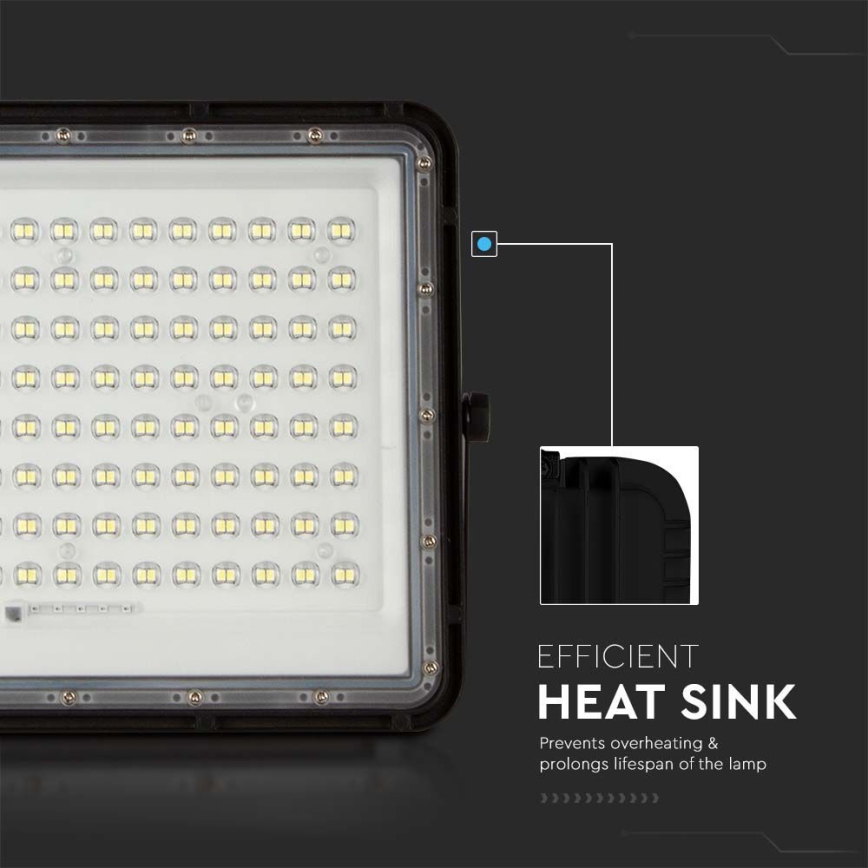 LED-Solarstrahler für den Außenbereich LED/200W/3,2V 4000K schwarz IP65 16000 mAh + Fernbedienung