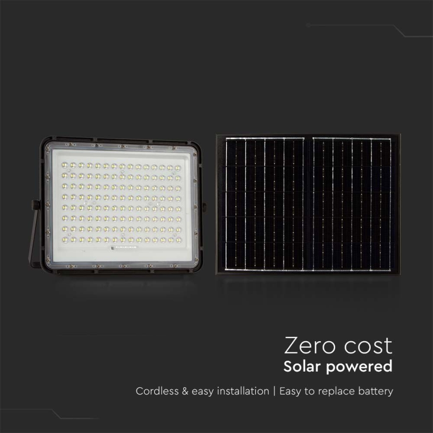 LED-Solarstrahler für den Außenbereich LED/200W/3,2V 4000K schwarz IP65 16000 mAh + Fernbedienung