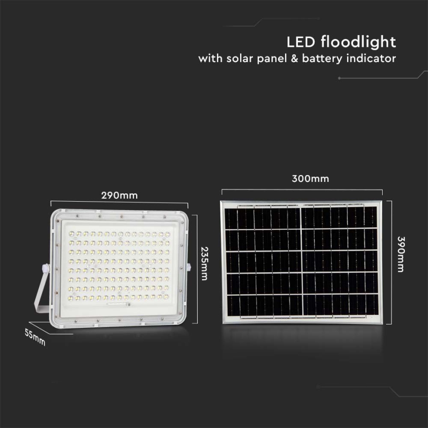 LED-Solarstrahler für den Außenbereich LED/20W/3,2V 6400K weiß IP65 16000 mAh + Fernbedienung