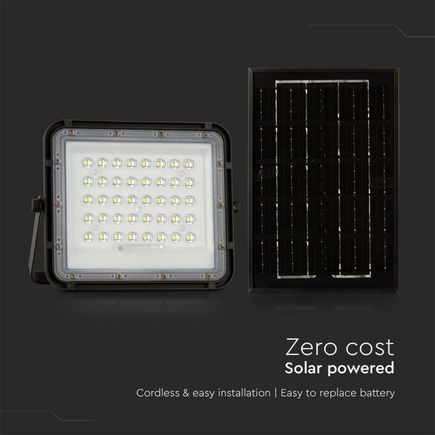 Dimmbarer LED-Outdoor-Solarstrahler LED/6W/3,2V IP65 4000K 5000 mAh schwarz + Fernbedienung