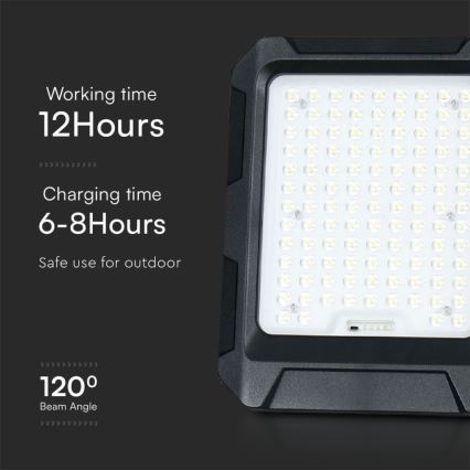 LED-Solarstrahler LED/15W/3,7V IP65 4000K 12000 mAh schwarz + Fernbedienung