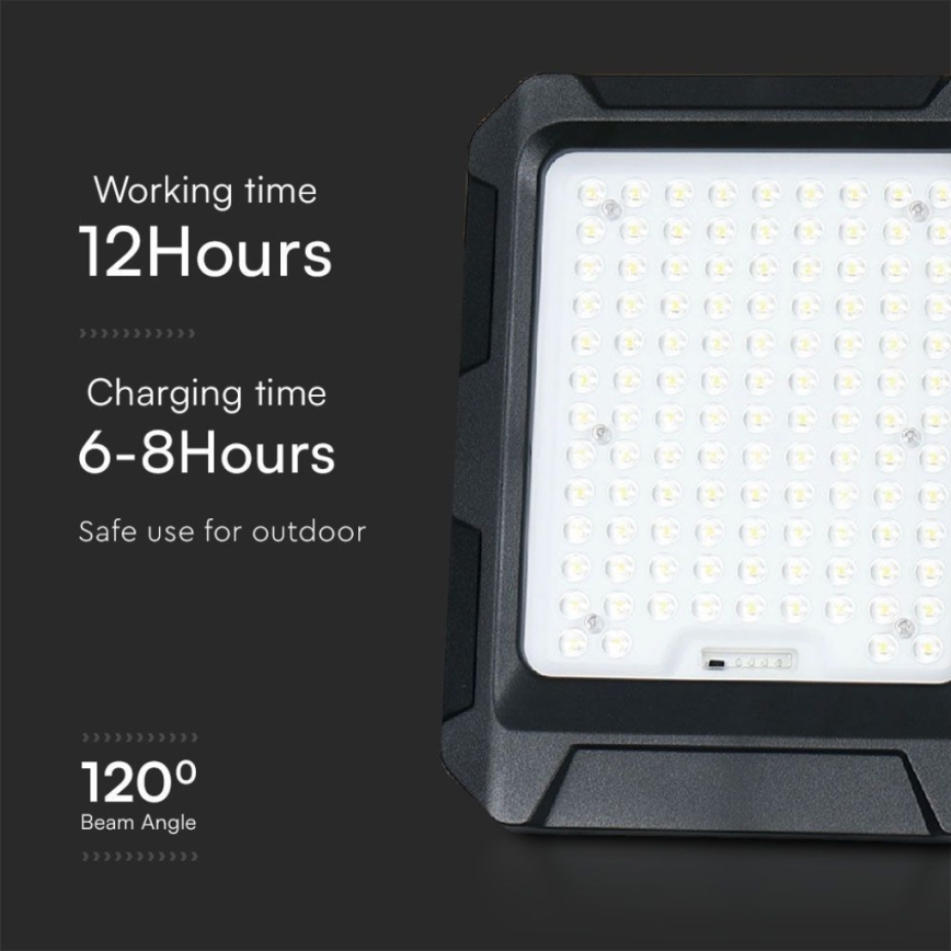 LED-Solarstrahler LED/15W/3,7V IP65 4000K 12000 mAh schwarz + Fernbedienung