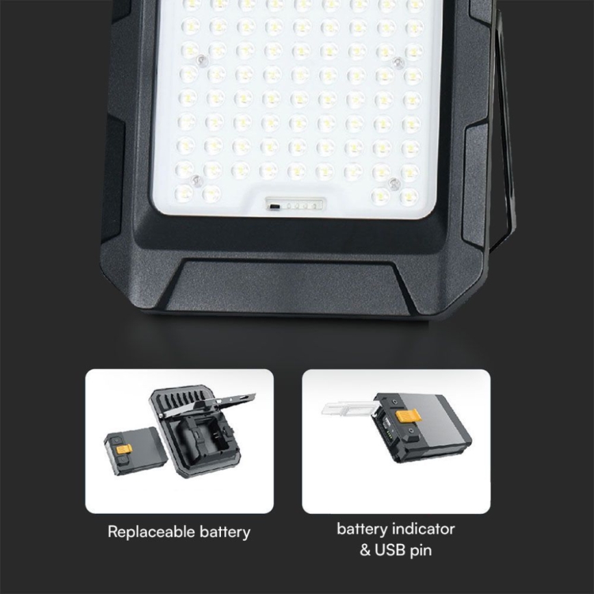 LED-Solarstrahler LED/15W/3,7V IP65 4000K 12000 mAh schwarz + Fernbedienung