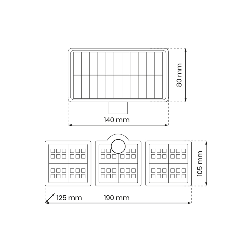 LED Solarstrahler mit Bewegungs- und Dämmerungssensor LED/20W/3,7V 1200 mAh IP44 + Fernbedienung