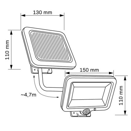LED Solarstrahler mit DUO-Sensor LED/1W/3,7V 1200 mAh IP44