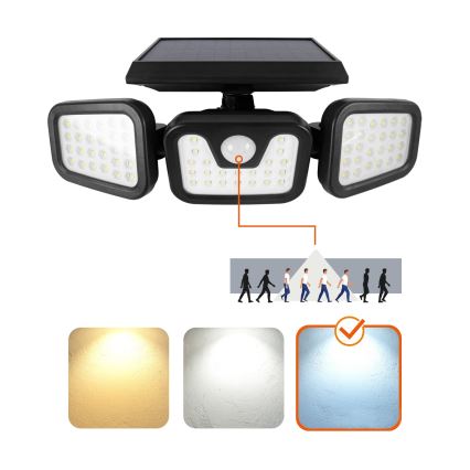 LED Solarstrahler mit Sensor LED/1,5W/3,7V 6000K IP44 2400 mAh