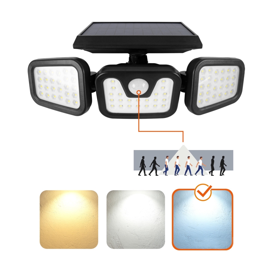 LED Solarstrahler mit Sensor LED/1,5W/3,7V 6000K IP44 2400 mAh