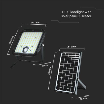 LED-Solarstrahler mit Sensor LED/30W/6,4V 4000K 6000 mAh + Fernbedienung