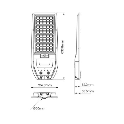 LED Solarstraßenlampe VIA 150W/15000 mAh 3,2V 6000K IP65 + Fernbedienung