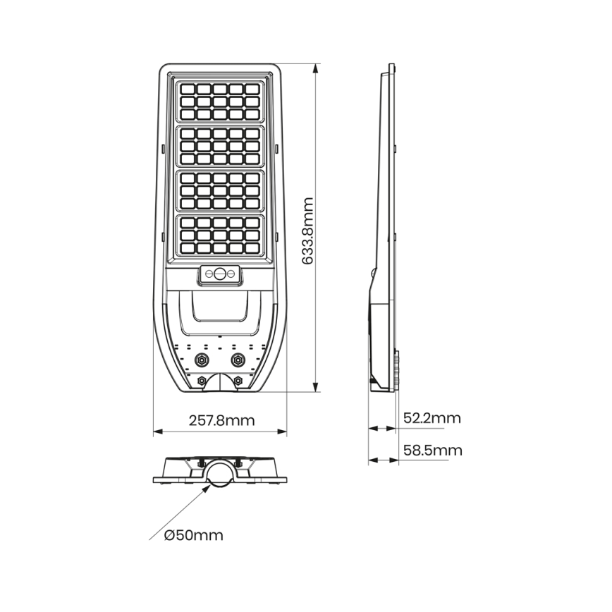 LED Solarstraßenlampe VIA 150W/15000 mAh 3,2V 6000K IP65 + Fernbedienung