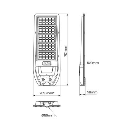 LED Solarstraßenleuchte VIA 200W/20000 mAh 3,2V 6000K IP54 + Fernbedienung