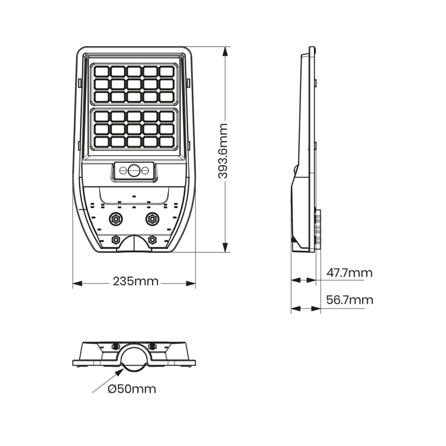 LED Solar-Straßenleuchte VIA 50W/5000 mAh 3,2V 6000K IP65 + Fernbedienung