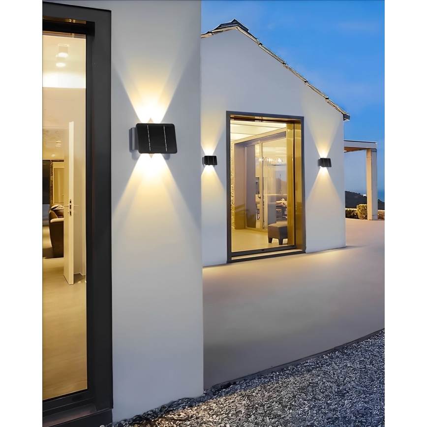 LED-Solarwandleuchte 4xLED/1,5W/3,7V 1500 mAh IP54 schwarz