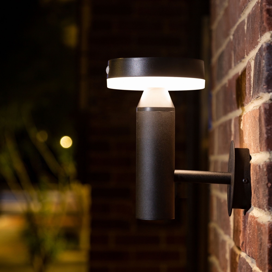 LED-Solarwandleuchte mit Sensor GWINEA LED/4,5W/3,7V 2000 mAh IP44 schwarz