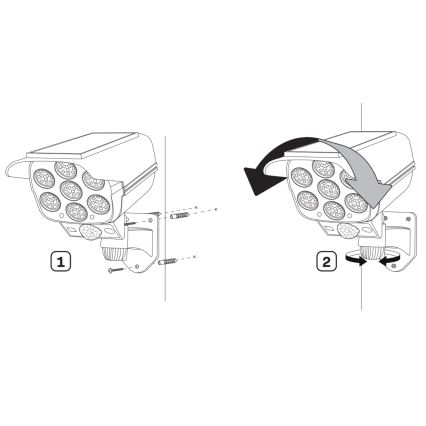 LED Solar-Überwachungskamera-Attrappe mit Sensor KAMERA LED/1W/3,7V 1200 mAh IP44 + Fernbedienung