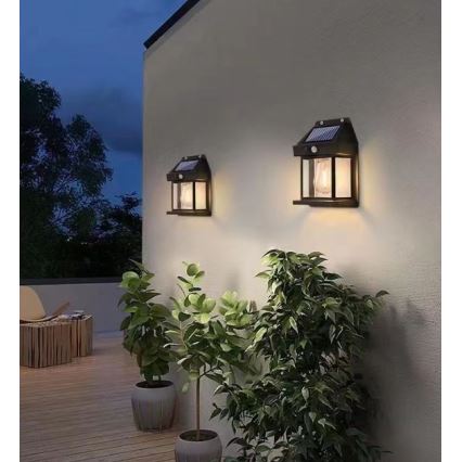 LED-Solarwandleuchte mit Sensor LANTER LED/1W/3,7V 1200 mAh IP44 schwarz