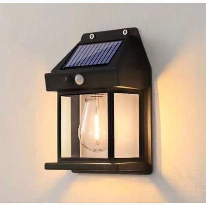 LED-Solarwandleuchte mit Sensor LANTER LED/1W/3,7V 1200 mAh IP44 schwarz