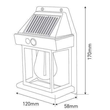 LED-Solarwandleuchte mit Sensor LANTER LED/1W/3,7V 1200 mAh IP44 schwarz