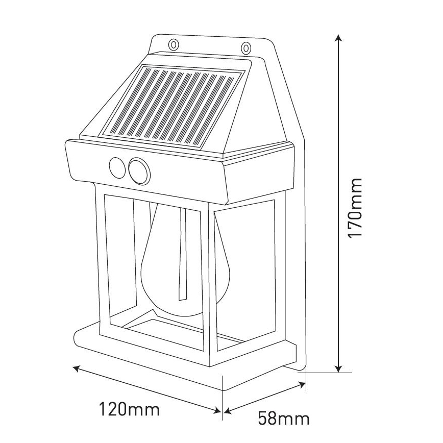 LED-Solarwandleuchte mit Sensor LANTER LED/1W/3,7V 1200 mAh IP44 schwarz