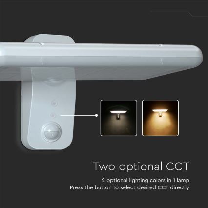 LED-Solarwandleuchte mit Sensor LED/15W/3,2V 4000K/6000K IP65 6000 mAh weiß