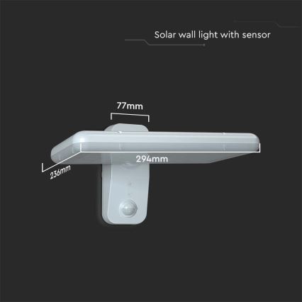 LED-Solarwandleuchte mit Sensor LED/15W/3,2V 4000K/6000K IP65 6000 mAh weiß