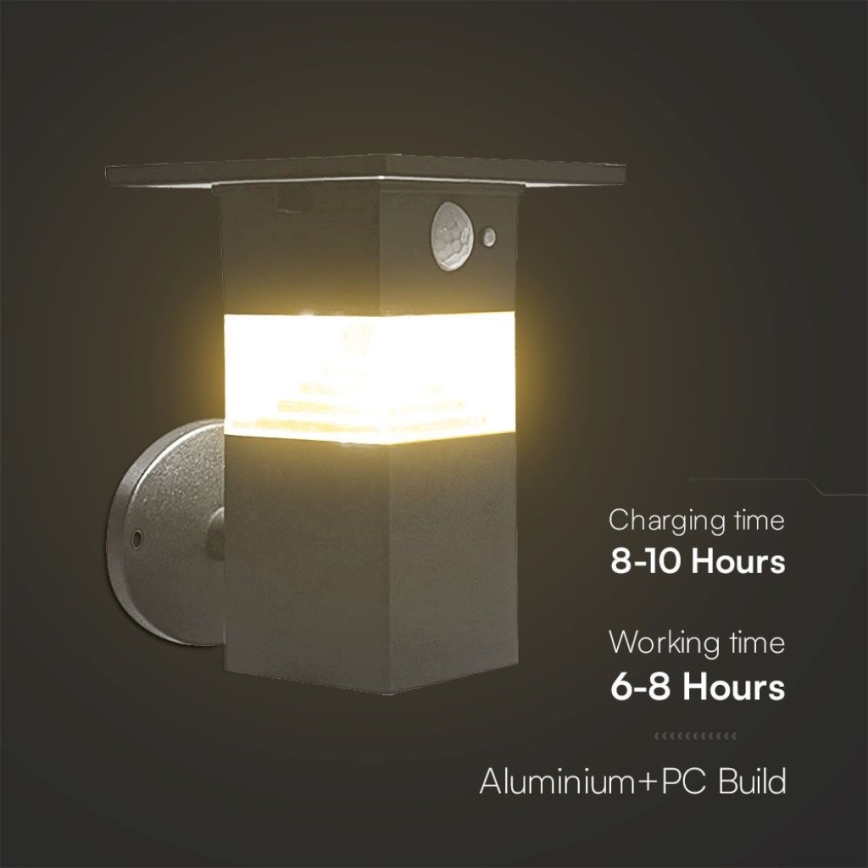 LED-Solarwandleuchte mit Sensor LED/2,5W/3,7V IP54 3000K 2200 mAh