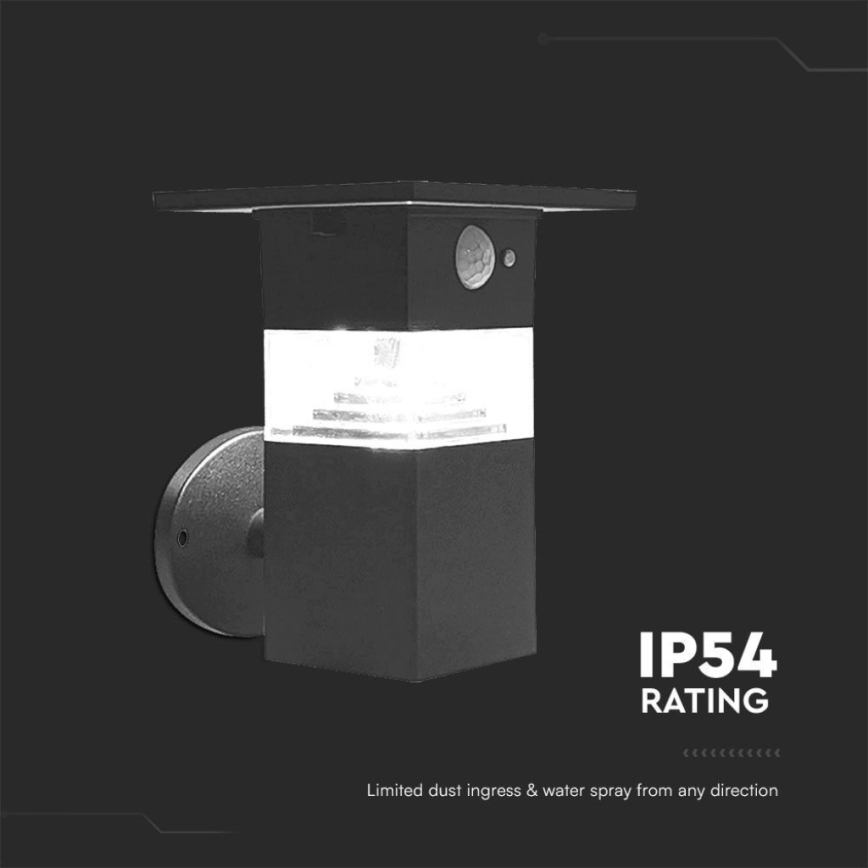 LED-Solarwandleuchte mit Sensor LED/2,5W/3,7V IP54 3000K 2200 mAh
