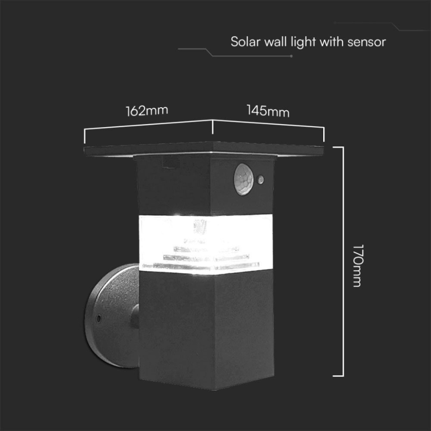 LED-Solarwandleuchte mit Sensor LED/2,5W/3,7V IP54 3000K 2200 mAh