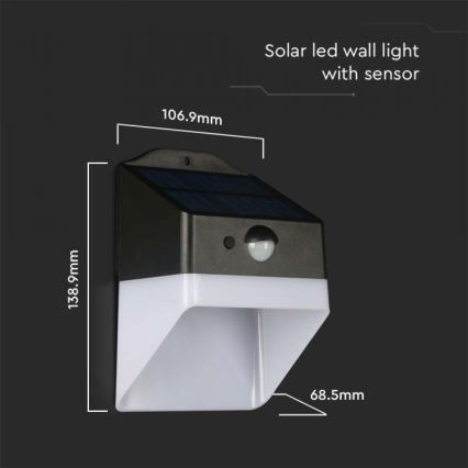 LED-Solarwandleuchte mit Sensor LED/2W/3,7V 4000K IP65 1200 mAh