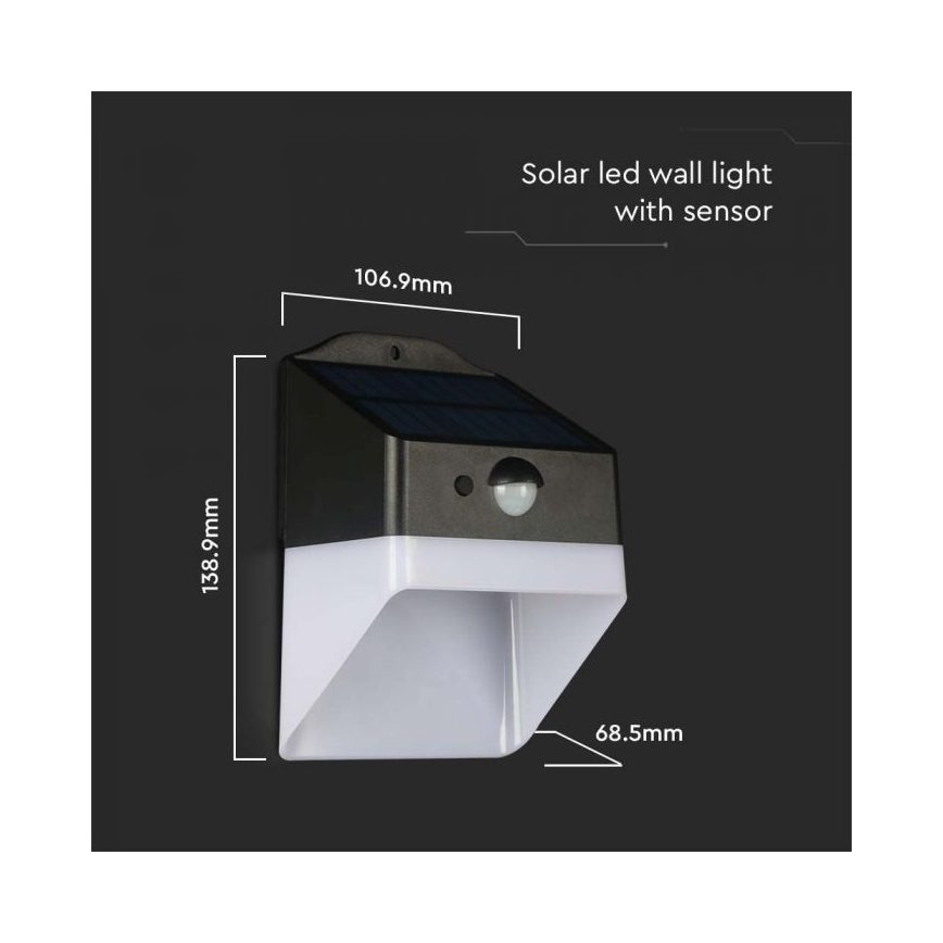 LED-Solarwandleuchte mit Sensor LED/2W/3,7V 4000K IP65 1200 mAh
