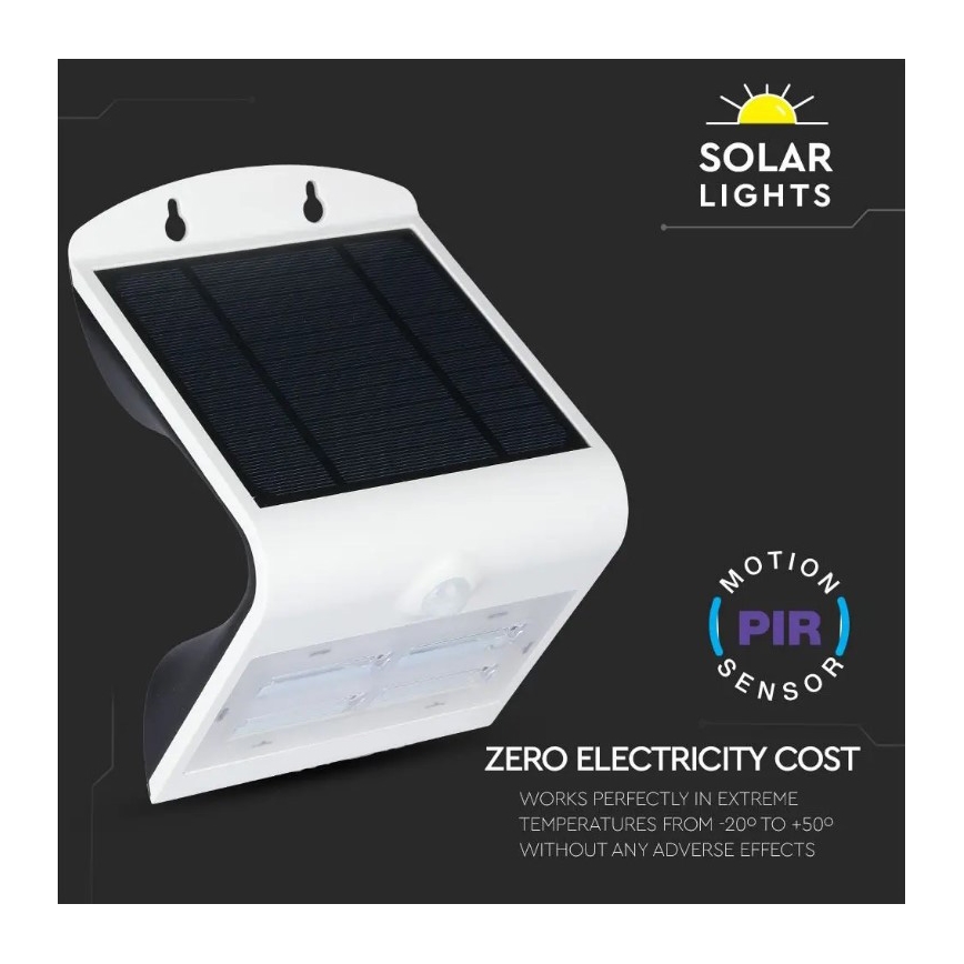 LED-Solarwandleuchte mit Sensor LED/3W/3,7V 3000/4000K IP65 2000 mAh weiß