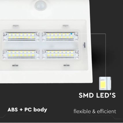 LED-Solarwandleuchte mit Sensor LED/3W/3,7V 3000/4000K IP65 2000 mAh weiß