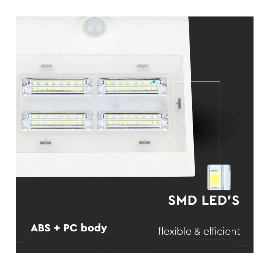 LED-Solarwandleuchte mit Sensor LED/3W/3,7V 3000/4000K IP65 2000 mAh weiß