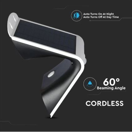 LED-Solarwandleuchte mit Sensor LED/3W/3,7V 3000/4000K IP65 2000 mAh weiß