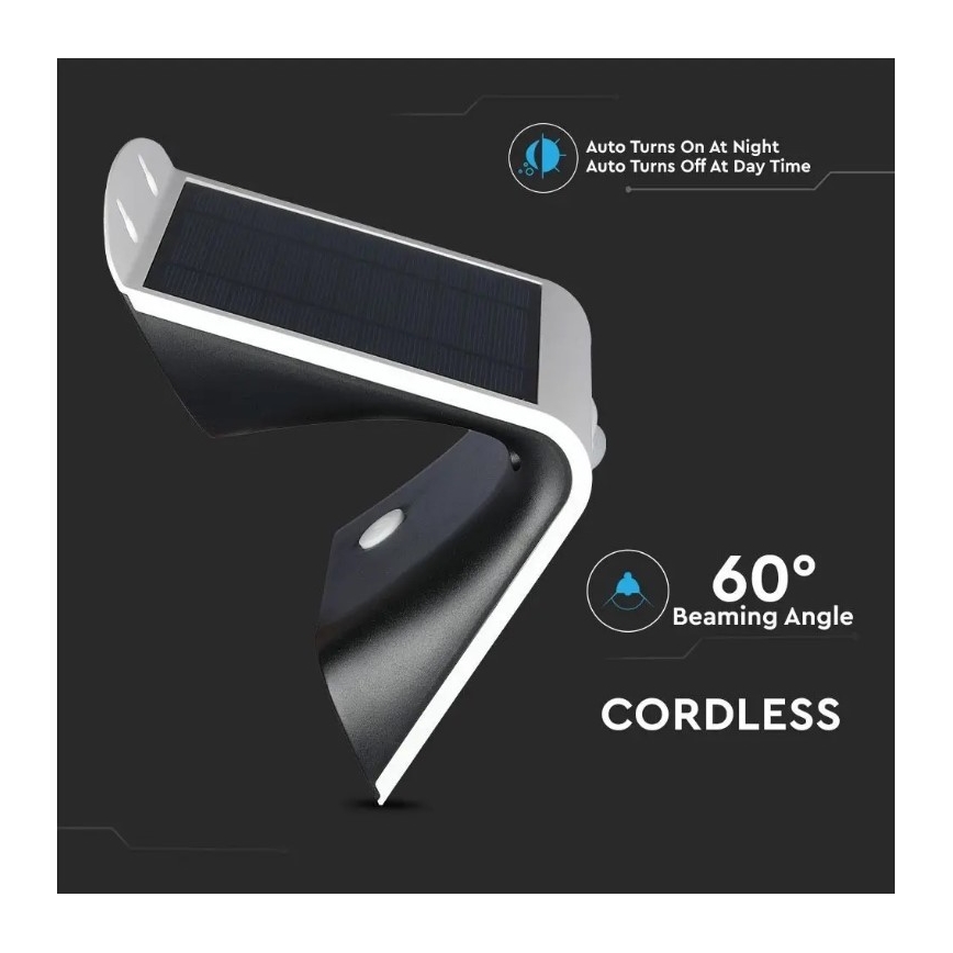 LED-Solarwandleuchte mit Sensor LED/3W/3,7V 3000/4000K IP65 2000 mAh weiß