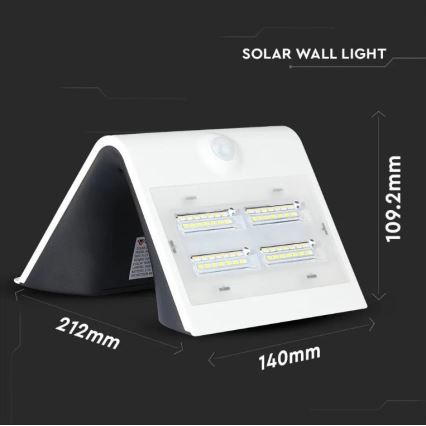 LED-Solarwandleuchte mit Sensor LED/3W/3,7V 3000/4000K IP65 2000 mAh weiß