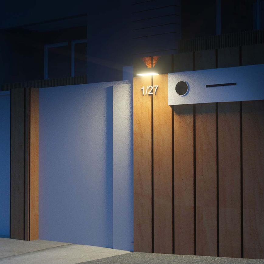 LED-Solarwandleuchte mit Sensor LED/3W/3,7V 3000K/4000K IP65 1200 mAh schwarz