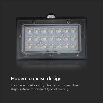 LED-Solarwandleuchte mit Sensor LED/3W/3,7V 3000K/4000K IP65 1200 mAh schwarz