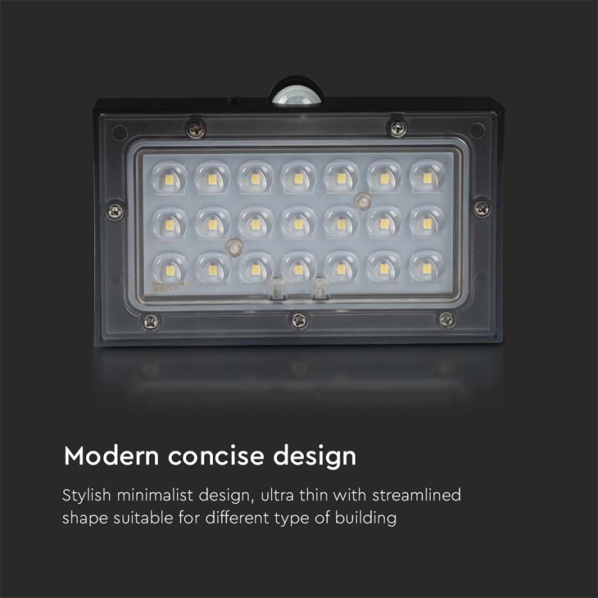 LED-Solarwandleuchte mit Sensor LED/3W/3,7V 3000K/4000K IP65 1200 mAh schwarz