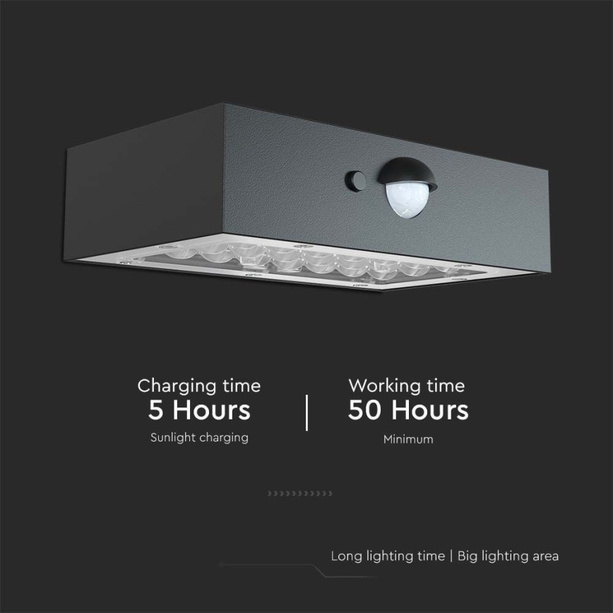 LED-Solarwandleuchte mit Sensor LED/3W/3,7V 3000K/4000K IP65 1200 mAh schwarz