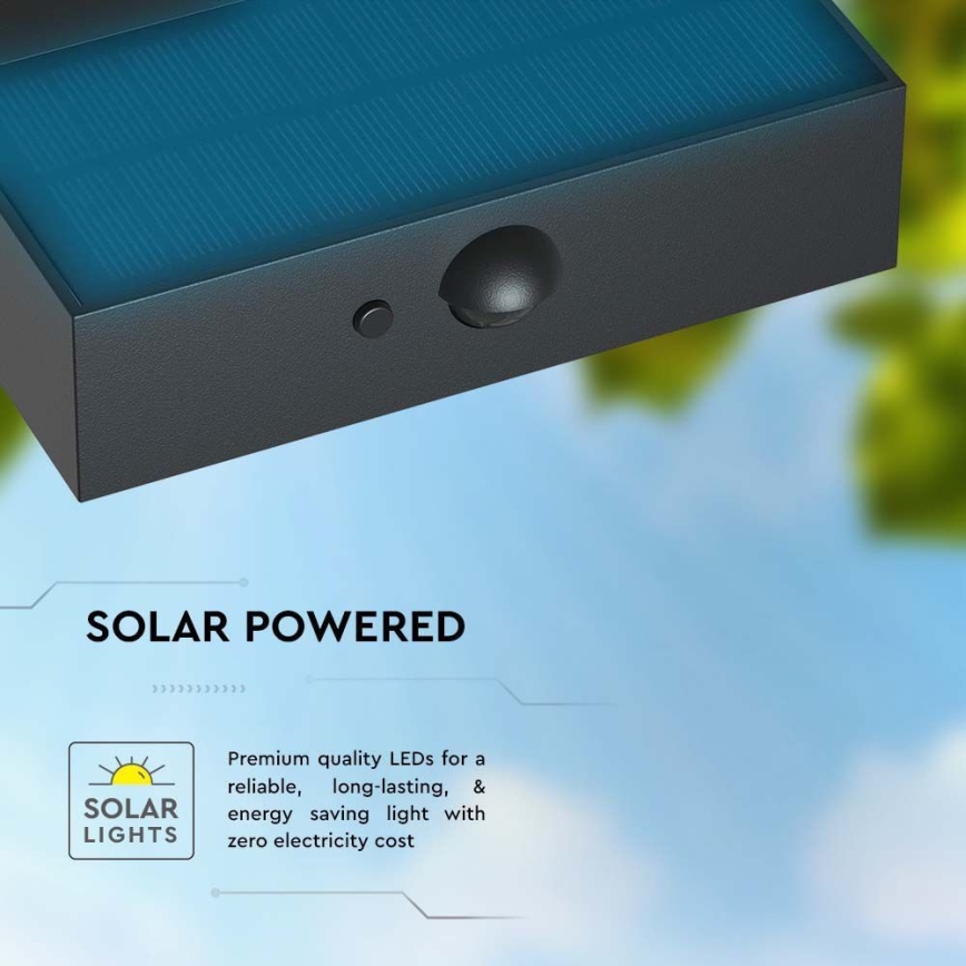 LED-Solarwandleuchte mit Sensor LED/3W/3,7V 3000K/4000K IP65 1200 mAh schwarz