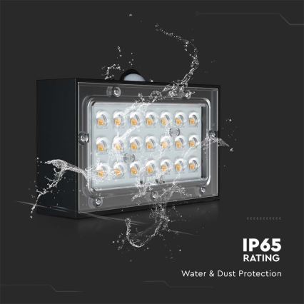 LED-Solarwandleuchte mit Sensor LED/3W/3,7V 3000K/4000K IP65 1200 mAh schwarz