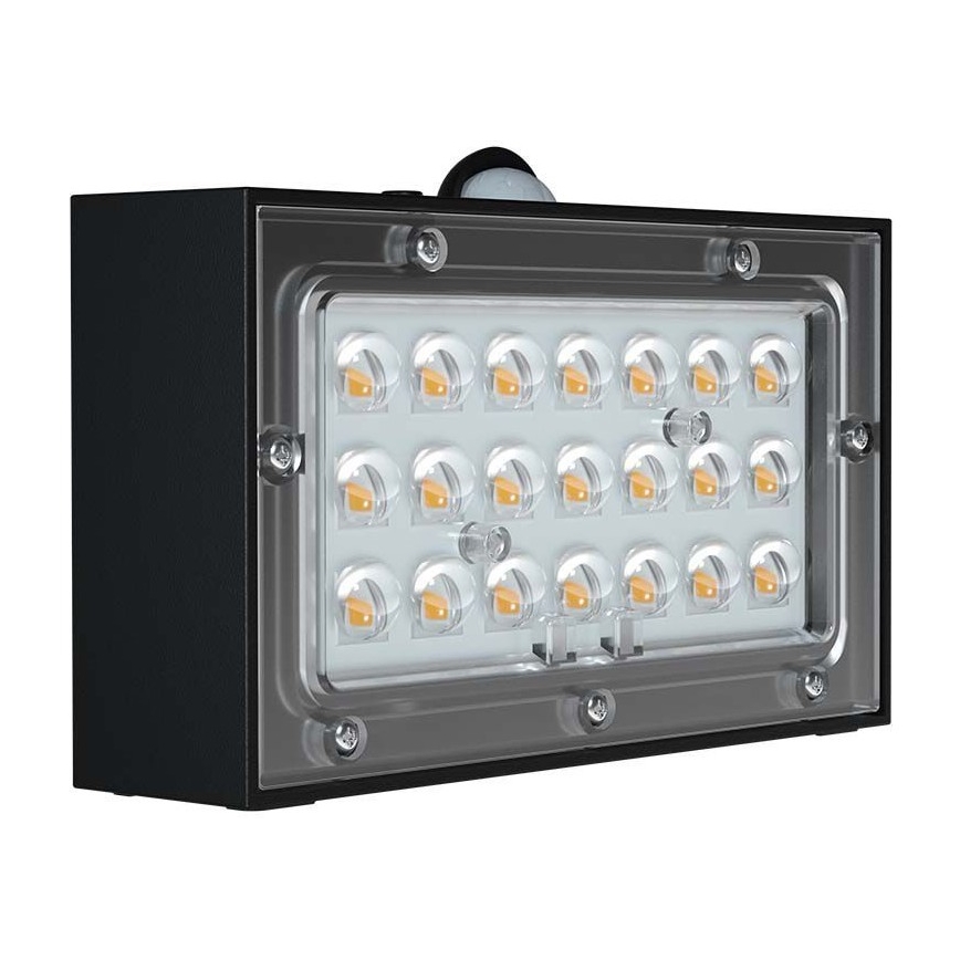 LED-Solarwandleuchte mit Sensor LED/3W/3,7V 3000K/4000K IP65 1200 mAh schwarz