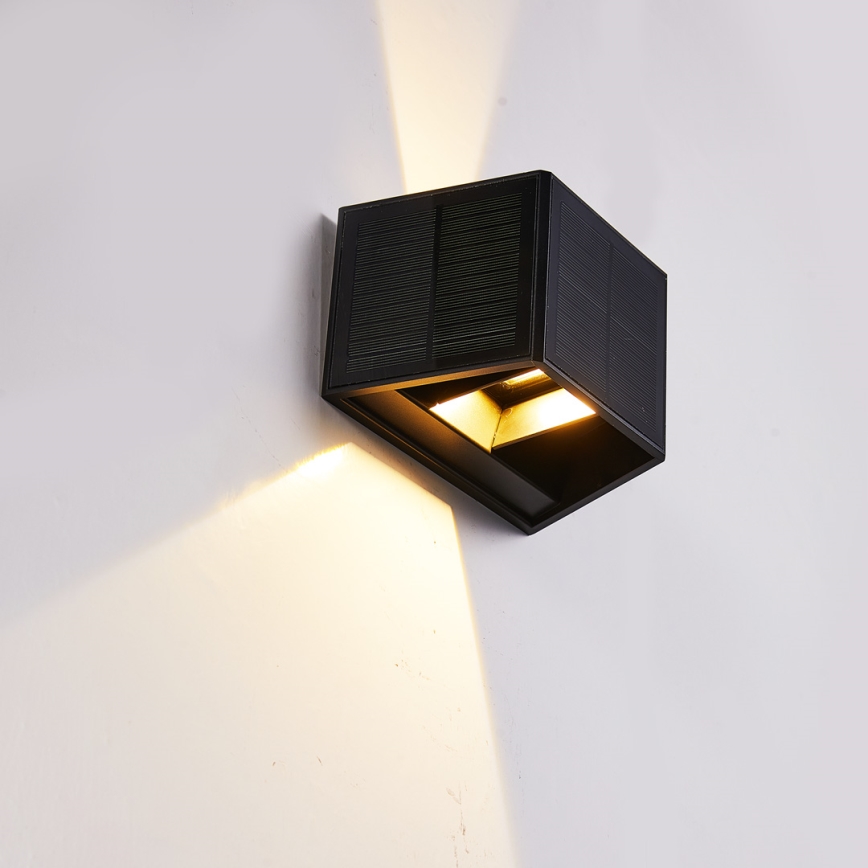 LED-Solarwandleuchte WINGS LED/2W/1300 mAh 3,7V 3000K IP54 schwarz