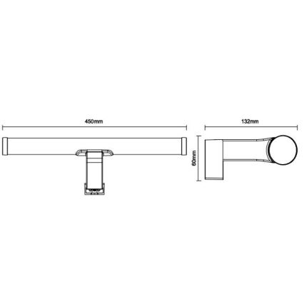 LED-Spiegelleuchte für Badezimmer LED/10W/230V 45 cm IP44 schwarz