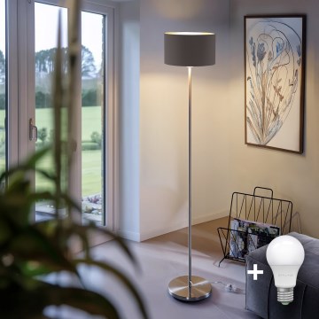 LED-Stehlampe TUNJA 1xE27/20W/230V Ø 30 cm mattchrom/taupe