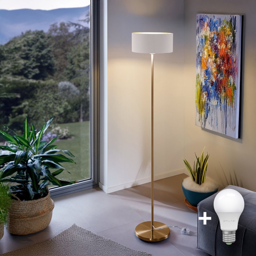 LED-Stehleuchte TUNJA 1xE27/20W/230V Ø 30 cm gold/weiß