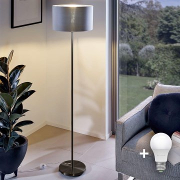 LED-Stehleuchte TUNJA 1xE27/20W/230V, Ø 30 cm, schwarz/grau