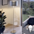 LED-Stehleuchte TUNJA 1×E27/20W/230V Ø 30 cm mattchrom/grau